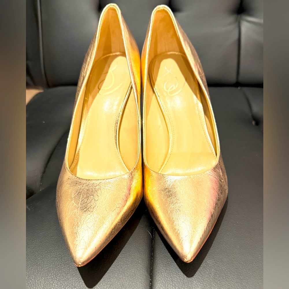 Sam Edelman Gold Pointed-Toe High Heel Shoes